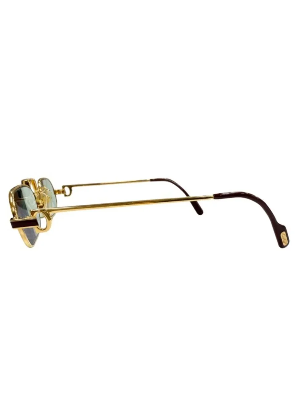 Cartier Vintage Square Logo Eyewear Sunglasses Gold Bordeaux Blue